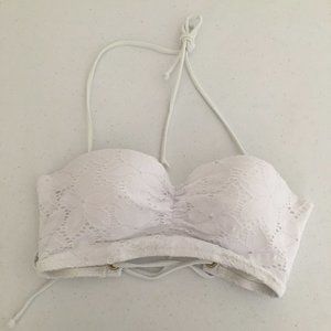 Victoria's Secret Swim Top Bikini White Lace 34 B